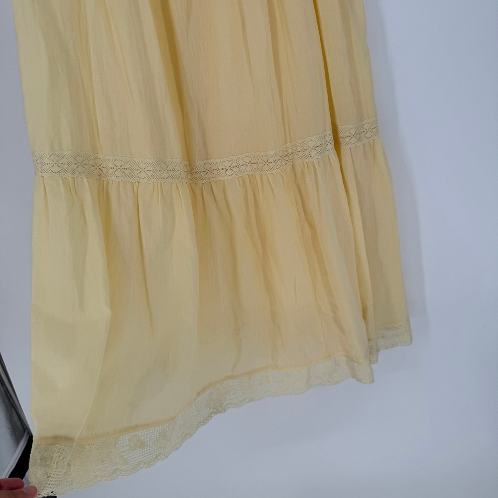Loom Butter Yellow Lace Up Corset Maxi Dress L Cottagecore Prairie Boho Romantic - Picture 3 of 13